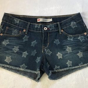 Levi’s Shorty Short Star Print Frayed Denim Shorts Size Juniors 7